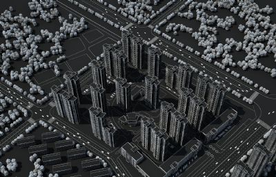 简欧住宅+商业商场组合3D模型