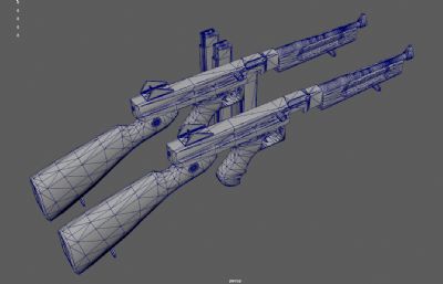 汤姆森冲锋枪,黑帮武器,二战冲锋枪游戏道具3dmaya模型