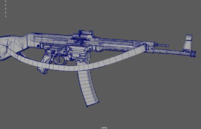 STG44突击步枪,扫射机关枪游戏道具3dmaya模型