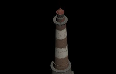 破旧lighthouse灯塔3D模型,OBJ格式,已塌陷