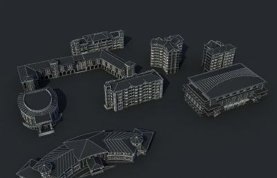 欧式度假村酒店,小洋房,会所住宅3D模型