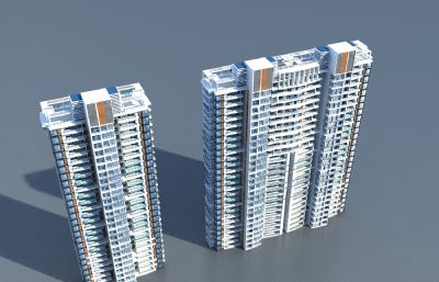 现代住宅,高层小区3D模型