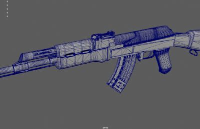 突击步枪,AK47冲锋枪游戏道具3dmaya模型