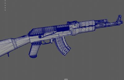 突击步枪,AK47冲锋枪游戏道具3dmaya模型