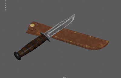 带皮套的瑞士军刀,战术匕首3dmaya模型
