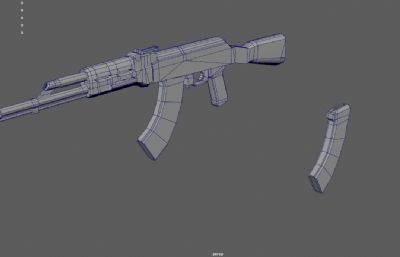 突击步枪 AK47 3dmaya模型,已塌陷