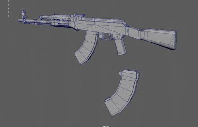 突击步枪 AK47 3dmaya模型,已塌陷