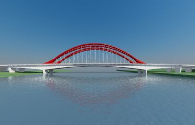 拱形吊索过江大桥3D模型