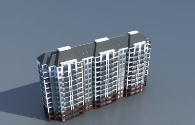 带阁楼天窗的坡顶住宅3D模型