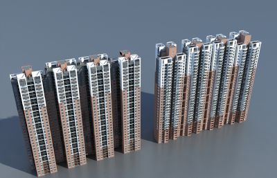 高层小区,现代住宅3D模型