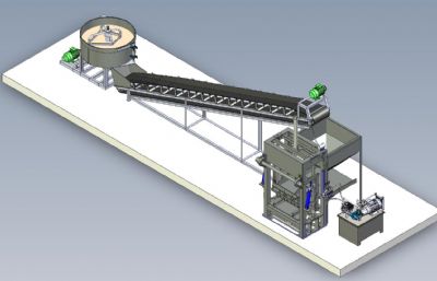 液压制砖机生产线3D图纸