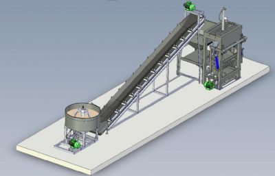 液压制砖机生产线3D图纸