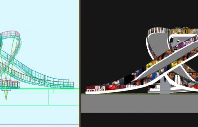 海峡路鹅公岩大桥头人行天桥3D模型