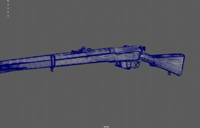 埃菲尔德式步枪,98K步枪游戏道具3dmaya模型