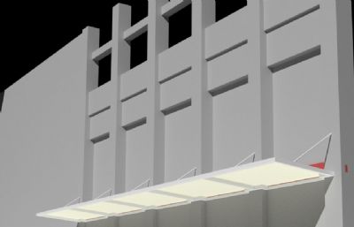 膜结构商业门头,雨棚3D模型素模