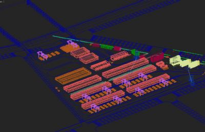 港口码头厂房,仓库堆场,国际贸易保税港区3D模型