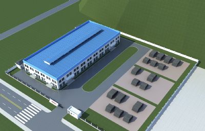 厂房材料堆场,仓库,门房3D模型