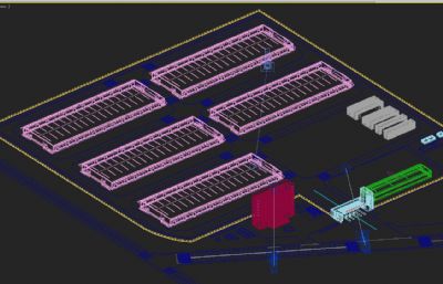 物流园集装箱堆场,报税物流中心3D模型