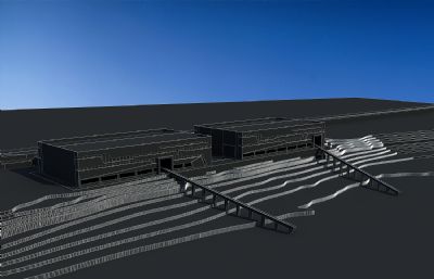 现代厂房,码头运输皮带3D模型