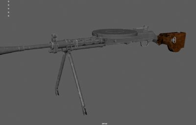 二战机枪,俄罗斯DP28 LMG轻机枪3dmaya模型