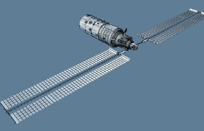 梦天号实验舱(带太阳板展开动画)+长征5B火箭3D模型