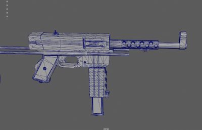 美国M3机枪,MP40冲锋枪游戏道具3dmaya模型,已塌陷