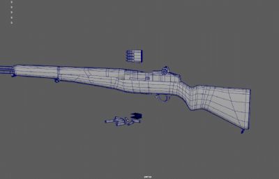 M1式加兰德步枪,m1a1卡宾步枪游戏道具3dmaya模型