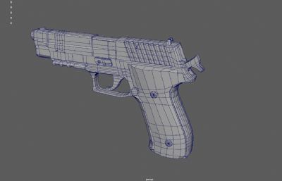 P250紧凑型手枪游戏道具3dmaya模型,已塌陷