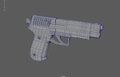 P250紧凑型手枪游戏道具3dmaya模型,已塌陷