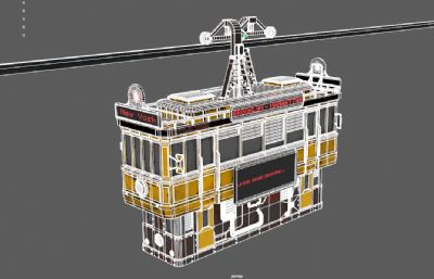 未来主义缆车,科幻悬浮电车,赛博朋克悬浮电车3dmaya模型