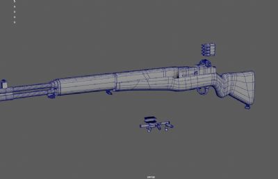 M1式加兰德步枪,m1a1卡宾步枪游戏道具3dmaya模型
