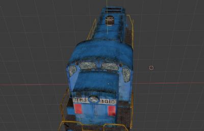蓝色机车车头3D模型,已塌陷