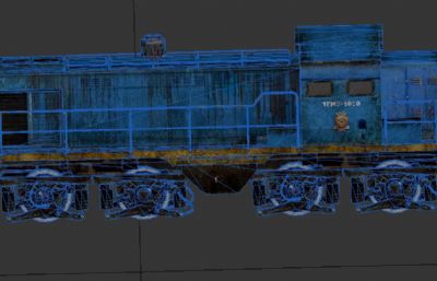 蓝色机车车头3D模型,已塌陷