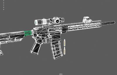 ar15卡宾枪,突击步枪游戏道具3dmaya模型