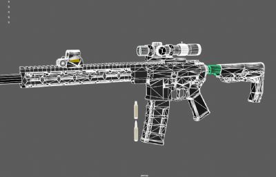 ar15卡宾枪,突击步枪游戏道具3dmaya模型