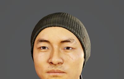 超写实毛线帽男人3D模型