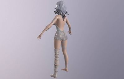 性感二次元游戏短发妹纸3D模型