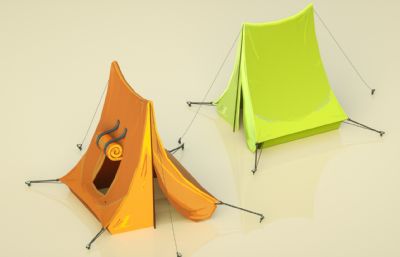 卡通帐篷 野外露营C4D模型