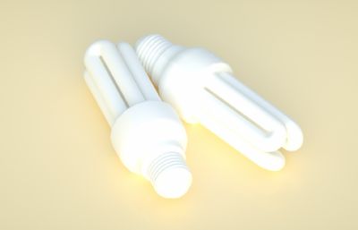 U型节能灯 电灯泡 灯管C4D模型