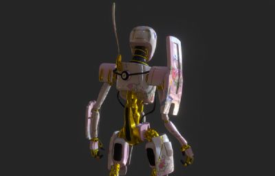 玫瑰瓷器机器人3D模型