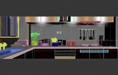 现代简约厨房 新中式厨房3D模型