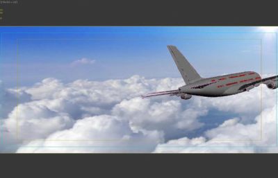 客机飞机A380擦身而过镜头动画3D模型