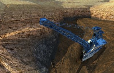 黑岱沟露天煤矿 矿坑采石场 煤矿采矿工人  矿山开采场景3D模型