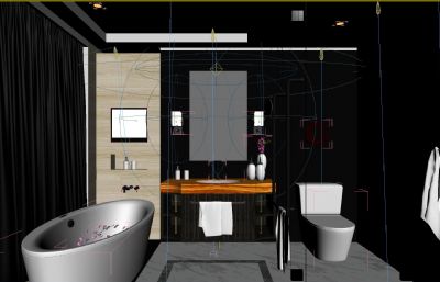 现代简约浴室 浴缸 卫生间3D模型