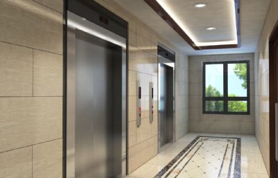 豪华电梯间 小区住宅电梯3D模型