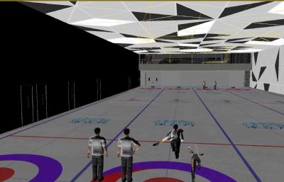 冬奥会,奥运会冰壶赛场,室内冰壶场场景3D模型