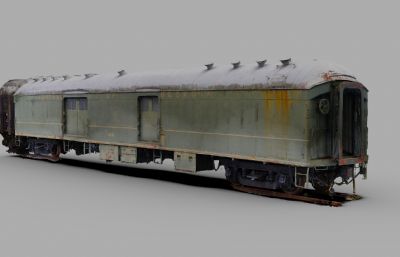 废旧废弃的火车车头OBJ模型(网盘下载)