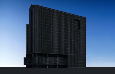 现代办公楼 玻璃幕墙 底商3D模型