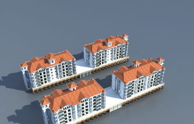 欧式住宅 商业 楼梯塔3D模型