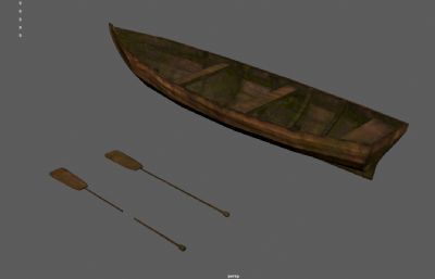 小木船 木筏 木板船3dmaya模型